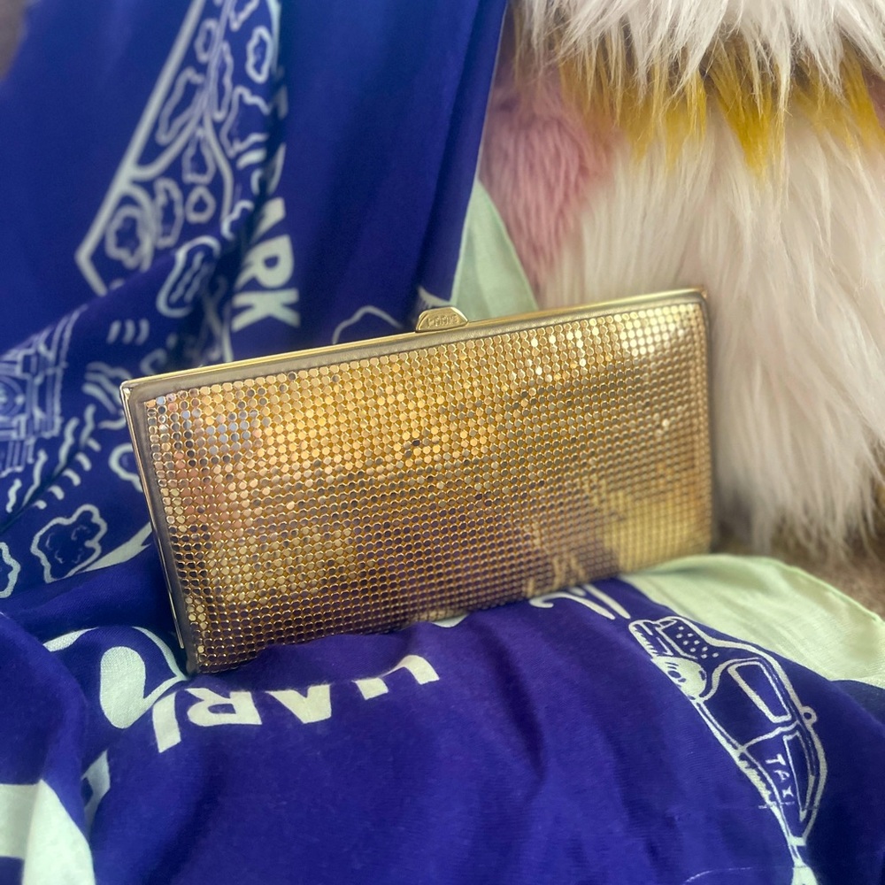 Lodis Gold Sequin Clutch Framed Clamshell Wallet